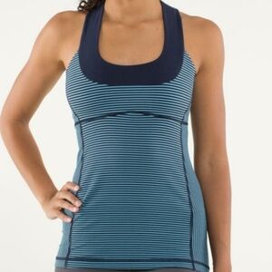 Lululemon Scoop Neck Shelf Bra Tank Hyper Stripe Blue Moon/Inkwell Size 10
